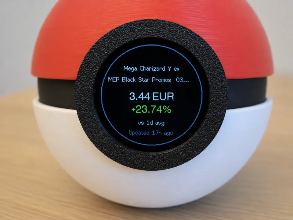 Close-up of the Pokémon TCG Tracker screen displaying card information and a market estimate